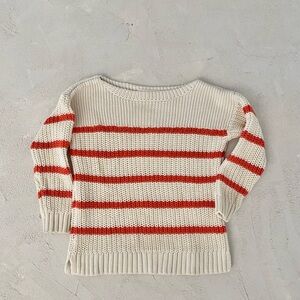 Crewcuts Toddler Striped Cream and Red Sweater